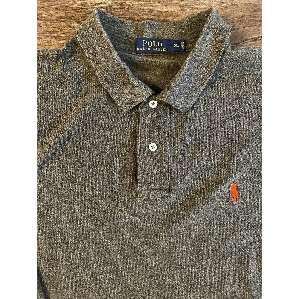 Polo Ralph Lauren Large Men's Long Sleeve Green Knit Orange Pony D26